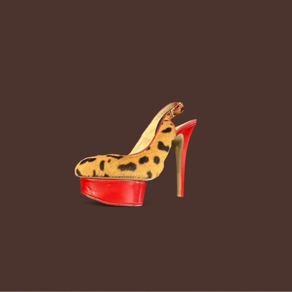 Rare Charlotte Olympia vintage pony hair leopard print platform 37.5 /7.5